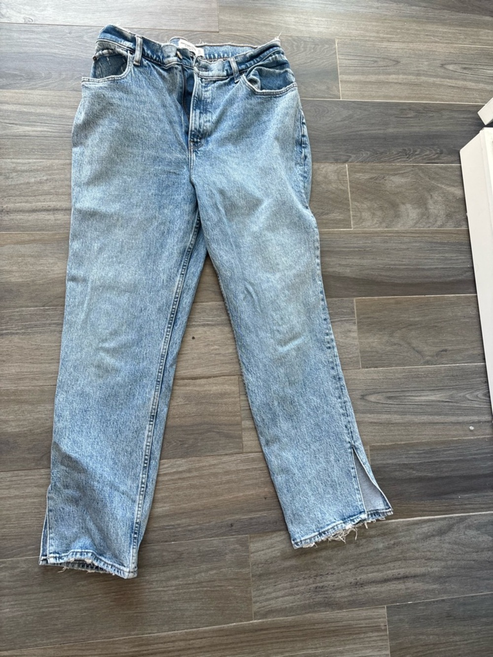 Abercrombie & Fitch Light Blue Straight Jeans with Ankle Slit